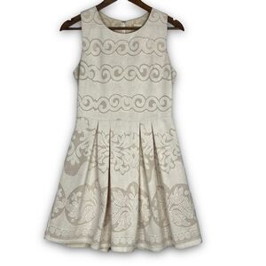 Altar'd State Dress Jacquard Lace Rosy‎ Cream Ivory Taupe Pleated Mini Medium